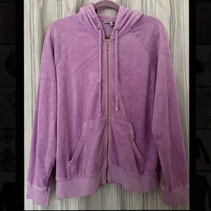 Pink Juicy Couture Velour Zip-Up Hoodie - Size Large